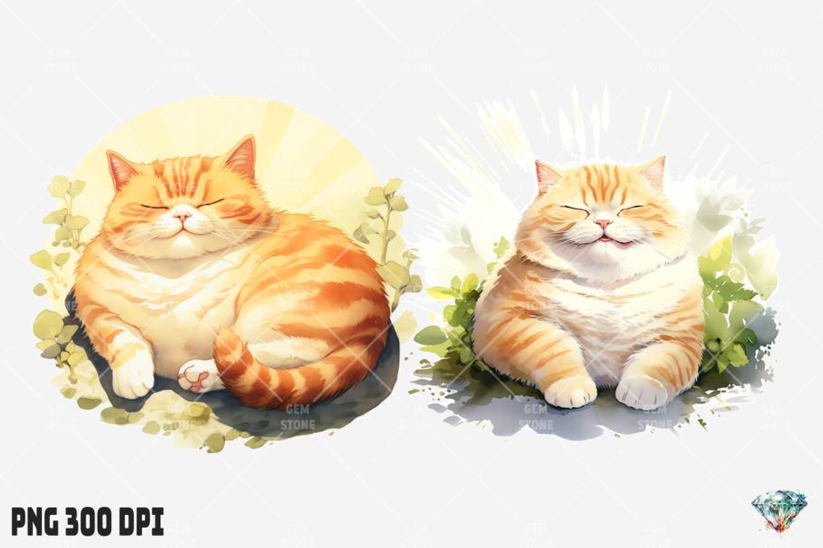Summer Fat Cat Watercolor, an Illustration by Gemstone (Photo 9 of 12)