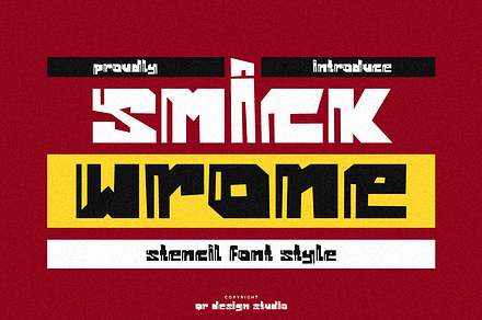 Smick Wrone - Stencil Font, a Sans Serif Font by QR Design Studio