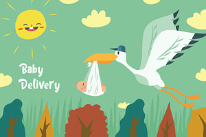 Baby Delivery - Vector Illustration