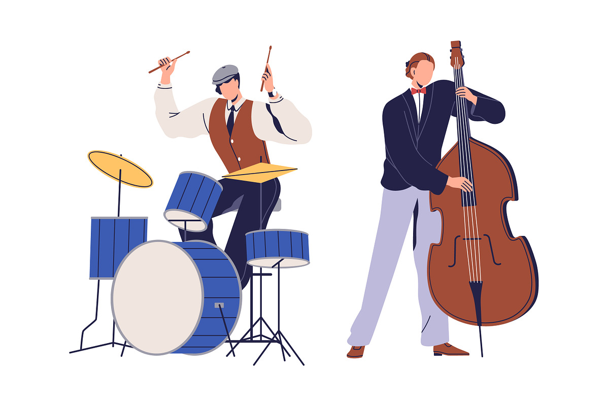 Jazz band musicians performing music, a Person Illustration by Good Studio (Photo 4 of 6)