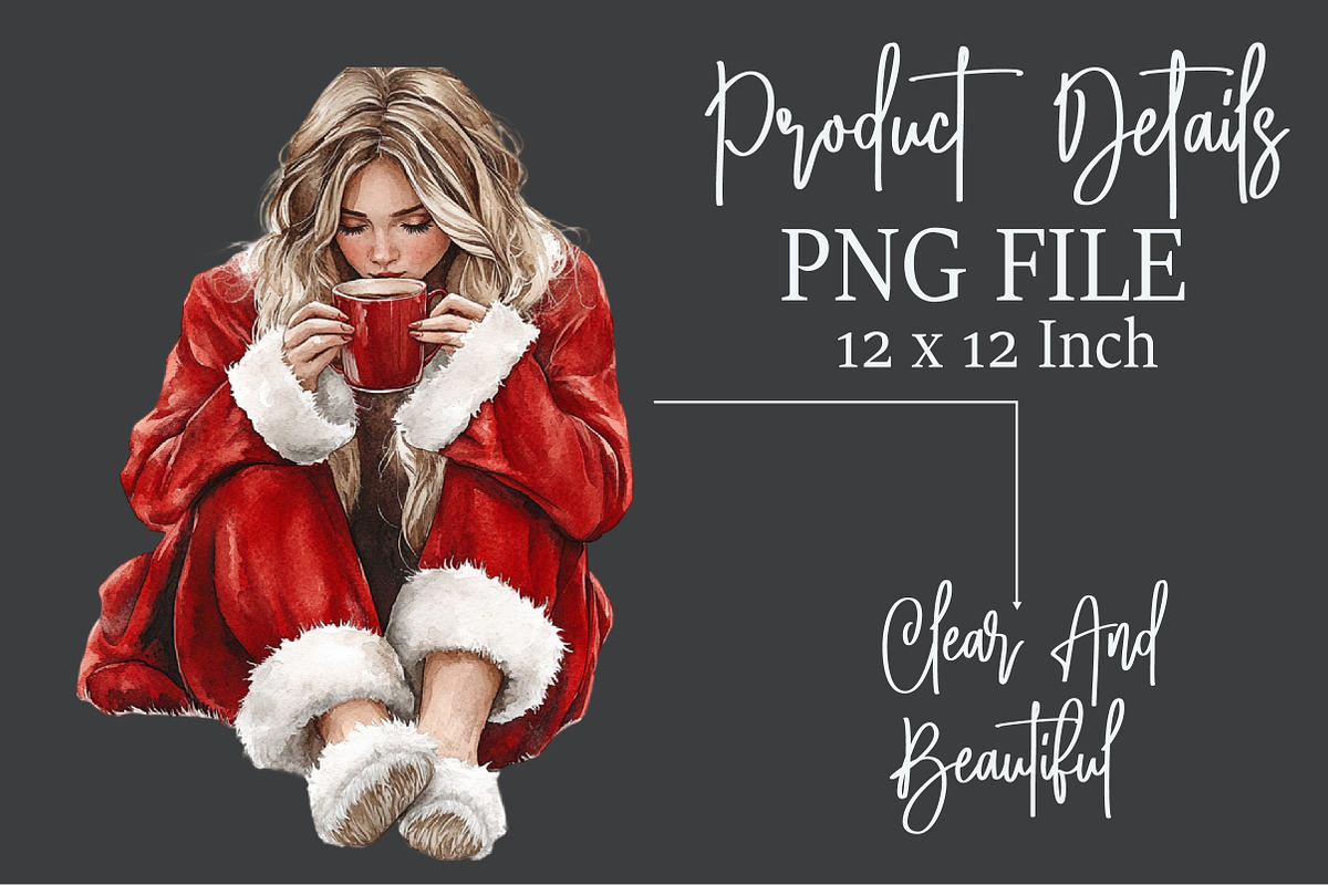 Vintage Santa Pin Up Girl Clipart, an Illustration by Rose Art (Photo 4 of 4)