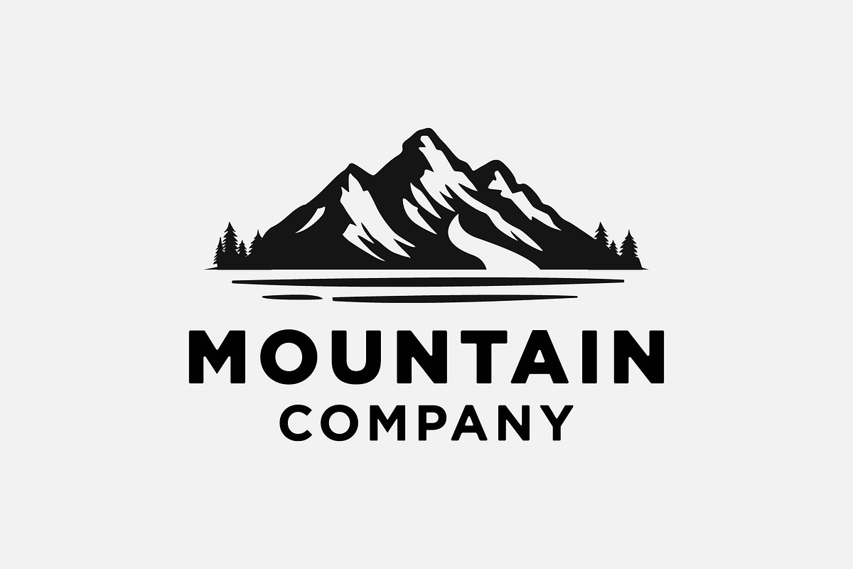 Mountain with River, pine logo, a Branding & Logo Template by funpixel