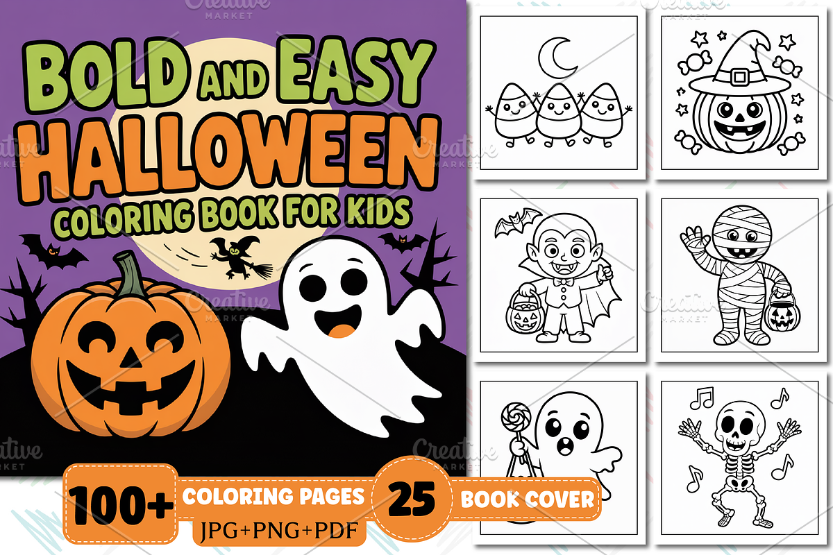 Bold And Easy Halloween Coloring, a Seasonal Illustration by Design Station (Photo 1 of 5)