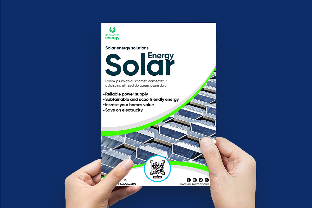 Modern Solar Energy Flyer Template, a Flyer Template by Soulfuldesignstudio (Photo 2 of 4)