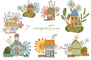 Cozy houses clipart and pattern set, an Object Illustration by Yelloo Fish (Thumbnail 6 of 12)