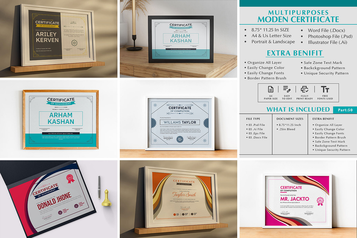 Certificate Of Achievement Design, a Stationery Template by MRI STUDIO (Photo 1 of 12)