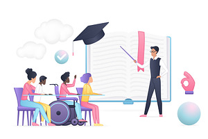 Inclusive education classroom, an Education Illustration by Lemberg Vector