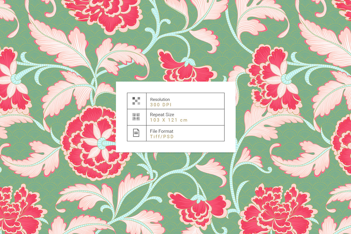 Meili Oriental Peony Pattern & Motif, a Pattern Graphic by Pink Linen (Photo 3 of 12)