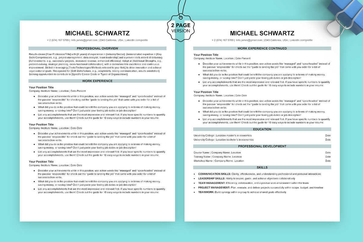 ATS friendly resume word, google doc, a Resume Template by Design_Xlab (Photo 2 of 10)