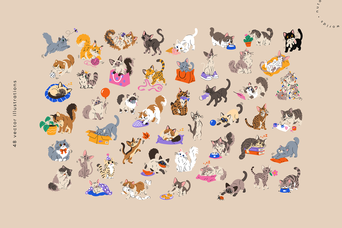 Playful Cat Breeds | Vector Pack, an Animal Illustration by Nutalin Art (Photo 3 of 14)