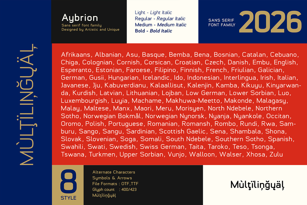 Aybrion - Sans Serif Font Family, a Sans Serif Font by Artistic & Unique (Photo 15 of 15)