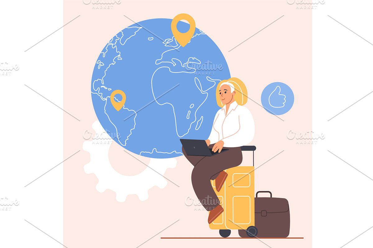 Job search service foreign country, a Transportation Illustration by Lemberg Vector