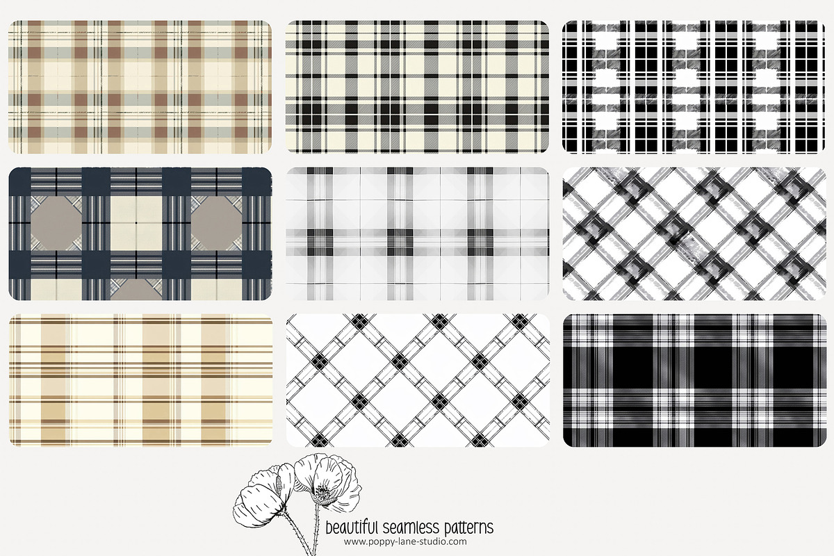 80 neutral plaid seamless pattern, a Pattern Graphic by Poppy Lane Studio (Photo 7 of 11)