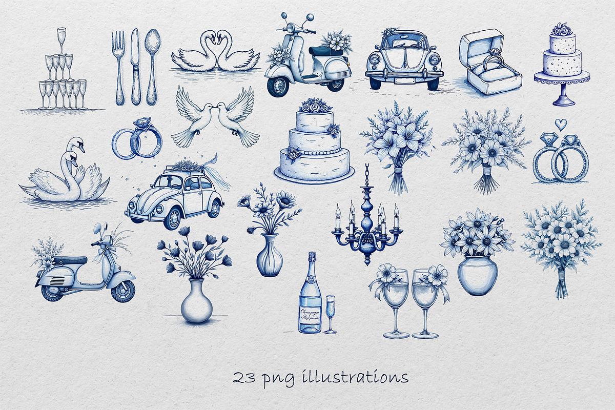 Whimsical Wedding Clipart Collection, a Decorative Illustration by AG Mockups (Photo 2 of 8)