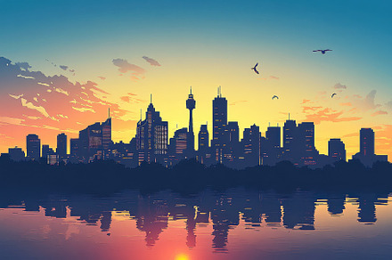 Stunning silhouette of Sydney skylin, a Photo by Iftikhar Alam