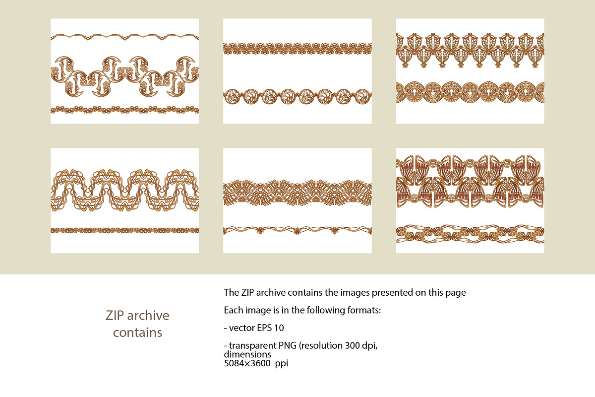 Art Nouveau Linear Seamless Patterns, a Pattern Graphic by Elen-Lane (Photo 4 of 4)