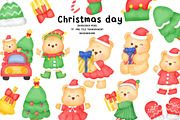 Cute Christmas Bear Clipart PNG Set, an Animal Illustration by Nattapohncha (Thumbnail 1 of 3)