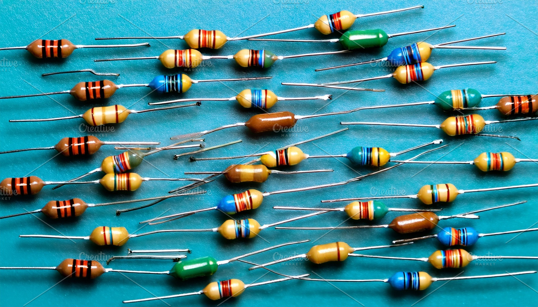 many resistors top view AI generated, a Photo by WorldOfPhotos