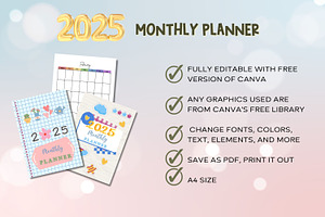 2025 Monthly Planner-CANVA Template