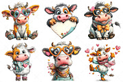 Quirky Valentine Funny Cow Clipart, an Illustration by Craft Nest (Thumbnail 4 of 10)