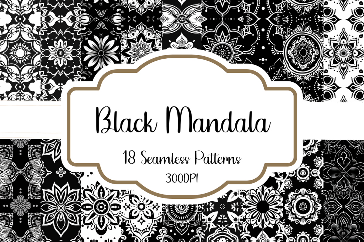 Black Mandala Seamless Patterns, a Pattern Graphic by PrintablesByFranklyn (Photo 1 of 4)