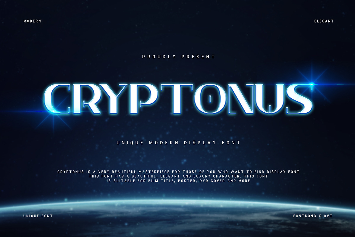 Cryptonus-Unique Modern Display Font, a Serif Font by overlaytemplates (Photo 1 of 5)
