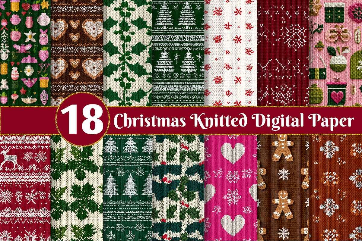 Christmas Knitted Digital Paper, a Texture Illustration by Dream Creation (Photo 1 of 4)