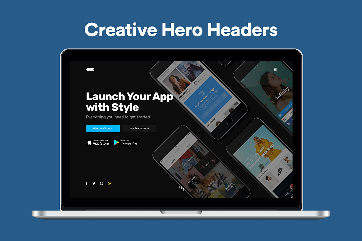 100 Hero Headers Web Kit, a Product Mockup by SPACECAKE (Photo 6 of 7)
