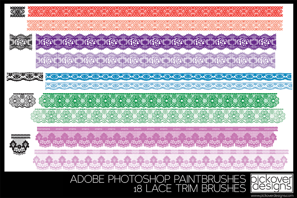 18 Lace Trim Brushes - PHOTOSHOP, a Brush Add-On by Pickover Designs (Photo 4 of 5)