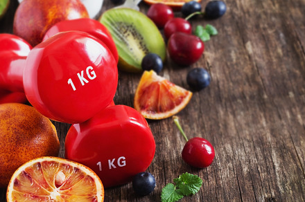 Sport and healthy eating stock photo containing diet and dumbbell