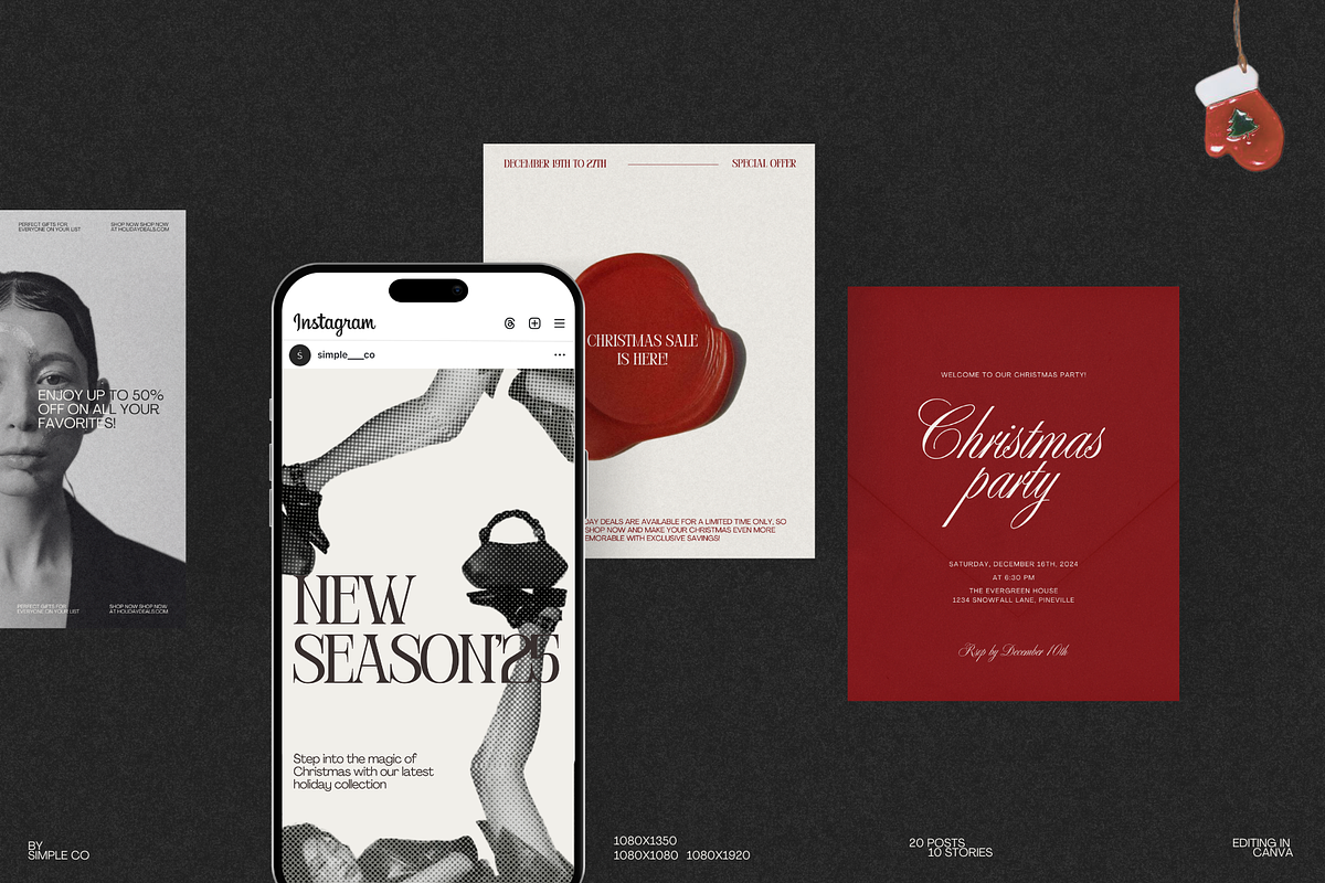 Noël | Holiday Social Media Kit, a Social Media Template by Simple có (Photo 1 of 9)