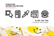 50 Graphic Design Icons, an Outline Icon by Side Project (Thumbnail 1 of 8)