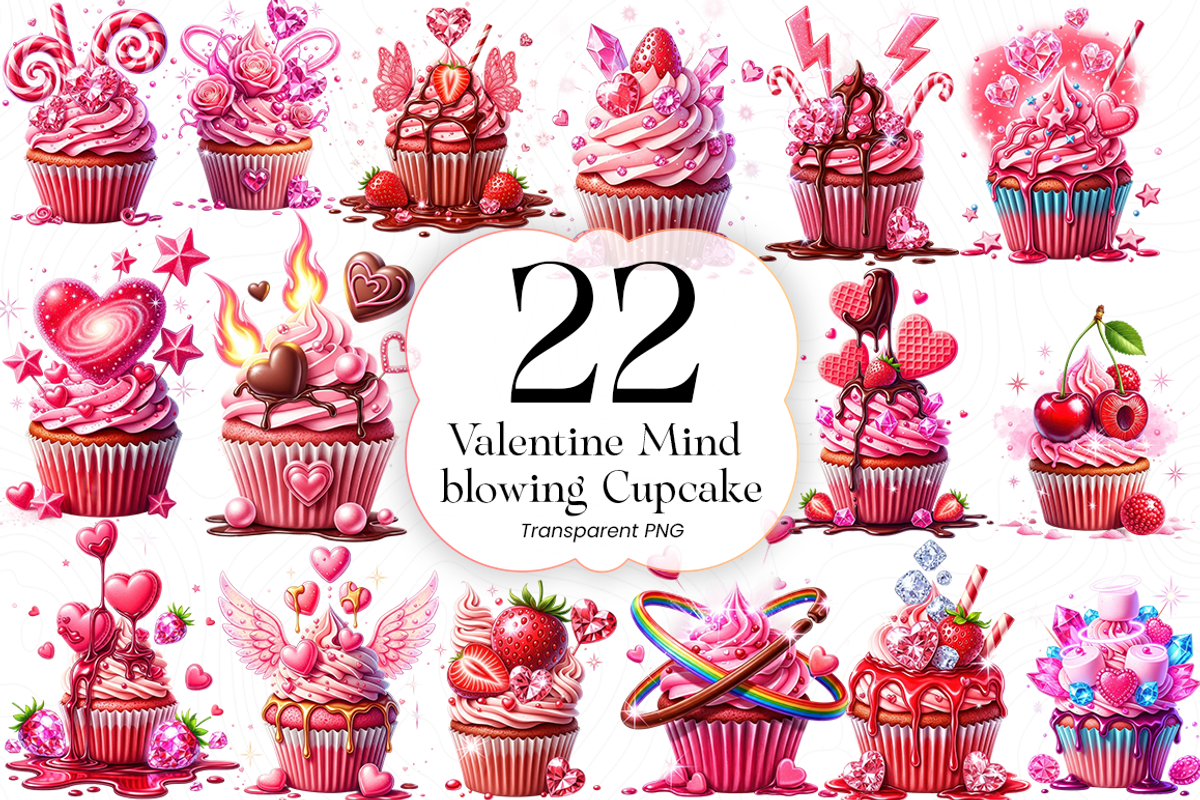 Valentine Cupcake PNG Clipart, an Illustration by KennedyStudio (Photo 1 of 5)