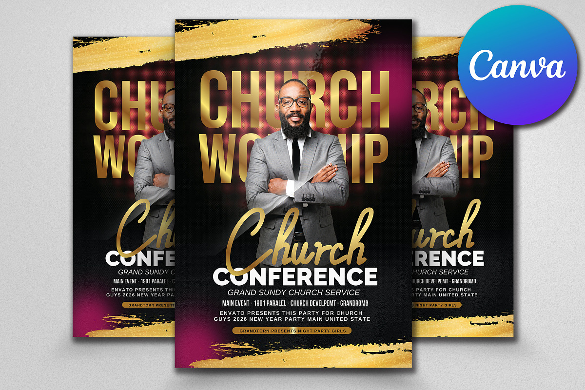 Church Worship Flyer Canva preview 2