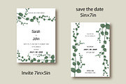 Invitations with eucalyptus leaves, an Invitation Template by Digital illustration shop (Thumbnail 2 of 5)