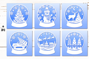 Snow Globe Papercut Bundle SVG