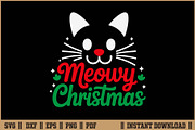 Meowy Christmas Funny Cat Lover SVG, a Seasonal Illustration by Handy Arts Studio (Thumbnail 1 of 3)