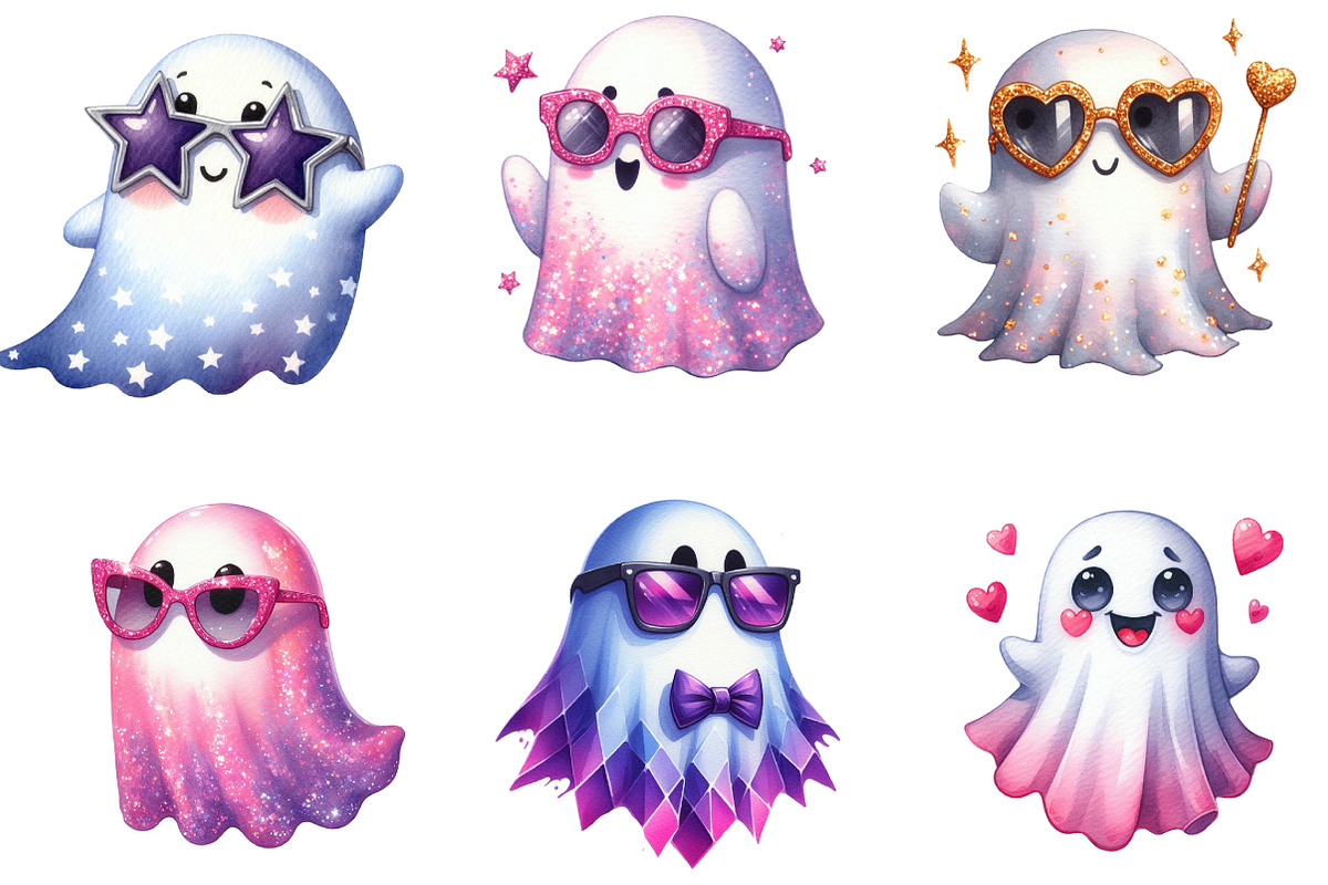Sassy Shades Ghost Halloween Clipart, an Illustration by DreamArtGraphic (Photo 5 of 5)