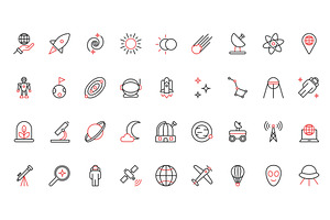 Space travel universe icons, an Illustration by Lemberg Vector