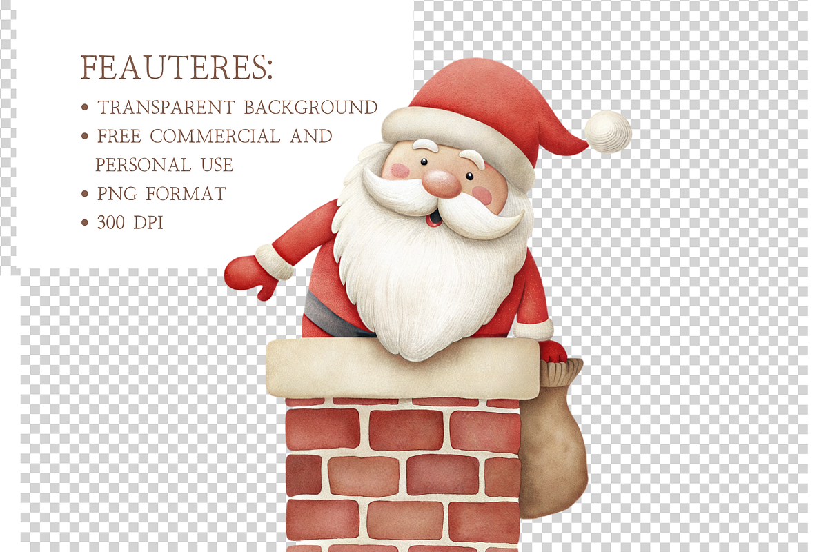 Classic Christmas Watercolor Clipart, an Illustration by MockupWizard (Photo 5 of 6)