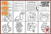 Cozy Autumn Vibes Coloring Pages, a Seasonal Illustration by EduEnrich (Thumbnail 2 of 3)