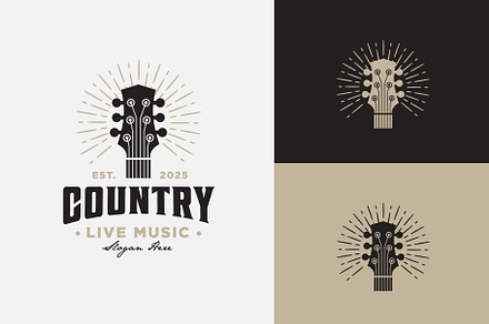 Country Guitar Music Western Logo, a Branding & Logo Template by funpixel