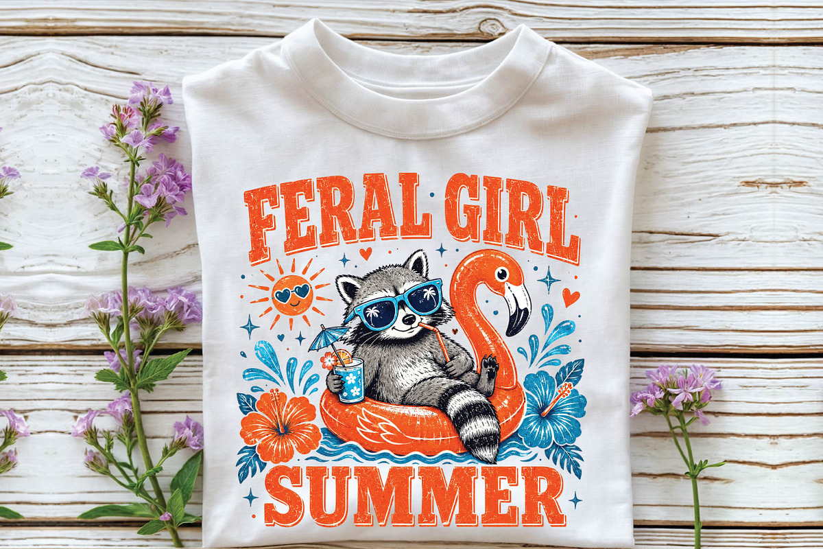 Funny Raccoon Flamingo Sublimation, a Seasonal Illustration by DreamPrint404 (Photo 2 of 6)