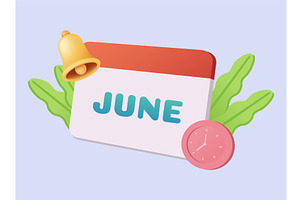 3d Calendar Icon. June. Daily