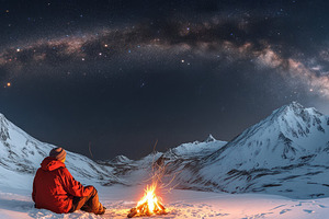 Nighttime Mountain Adventure, a Nature Photo by Virgo Studio