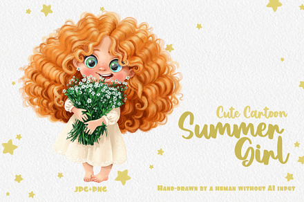 Red haired girl with wildflowers