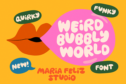 WEIRD BUBBLY WORLD | BUBBLY FONT, a Handwritten Font by Maria Feliz Fonts