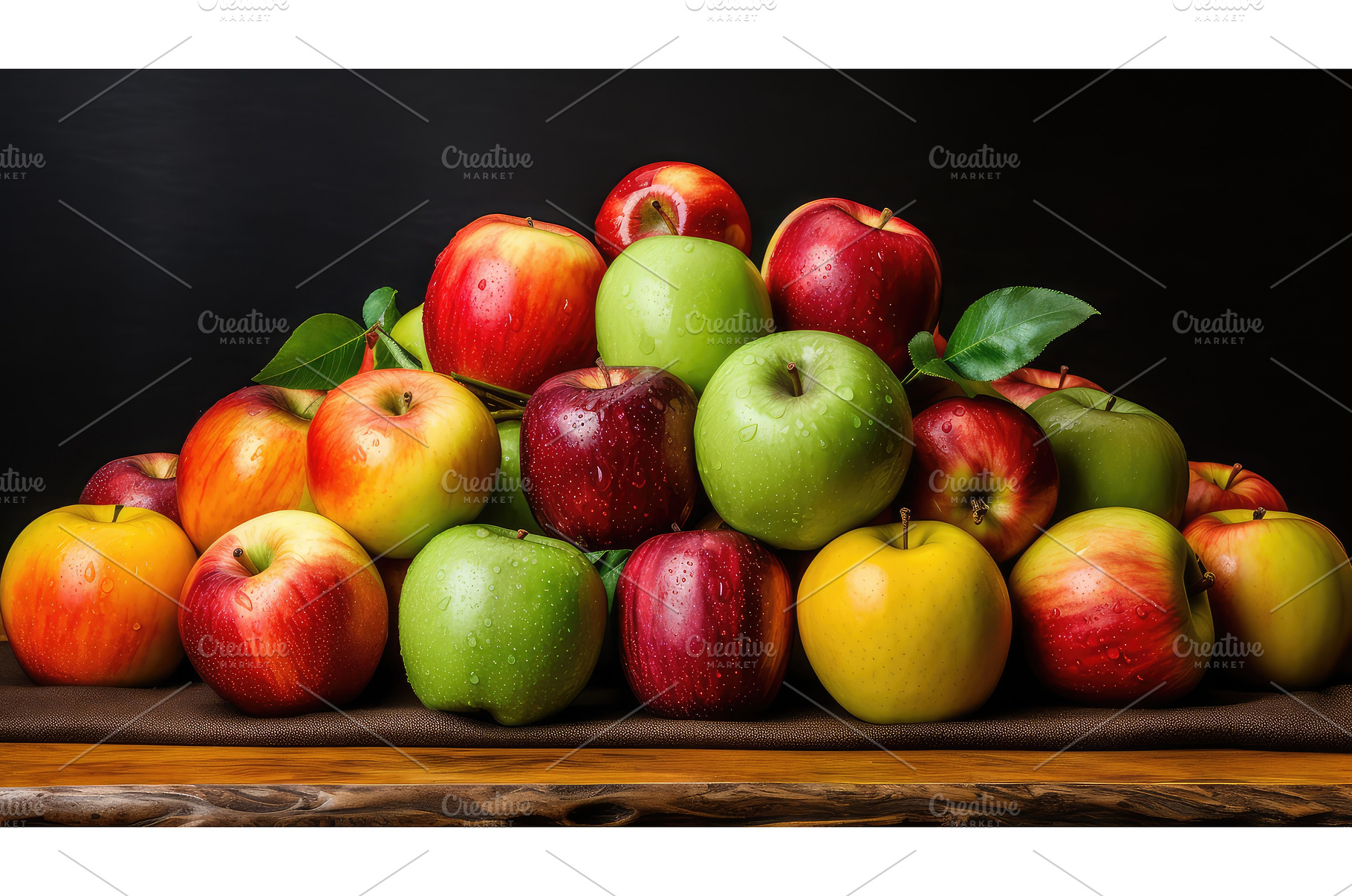 vintage apple on table ai generated, an Arts & Entertainment Photo by pikepicture