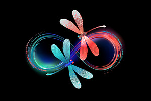 Infinity with glowing dragonflies, a Decorative Illustration by blackmoon9