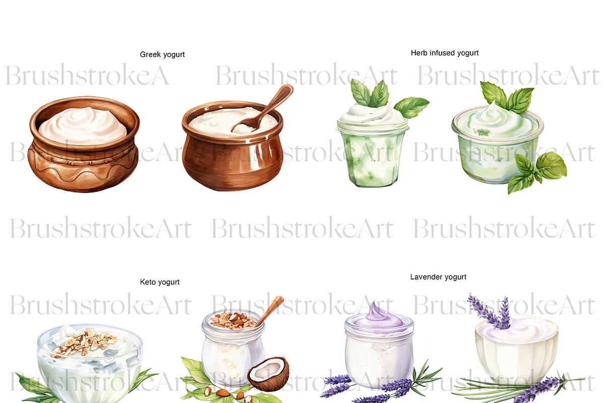 Watercolor Yogurt Clipart, Acai Bowl, a Food Illustration by BrushstrokeArtGB (Photo 6 of 9)